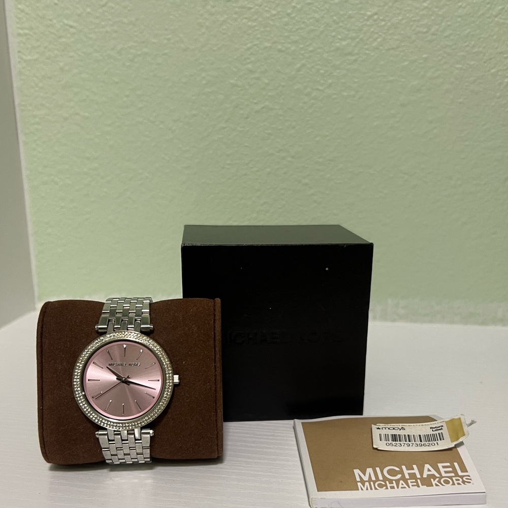 Michael Kors Pink Dial Silver Watch